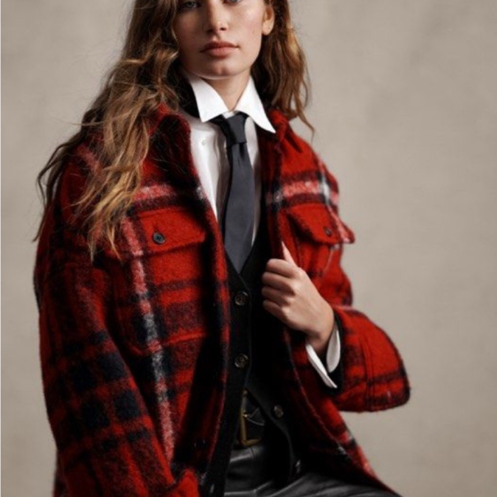 VTG Ralph Lauren Red Plaid Mackinaw Hunting Utility Jacket